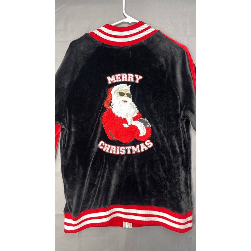 Blizzard Bay‎ Velour Track Jacket Sz Small UglyChristmas Sweater Holiday Santa - Picture 5 of 9